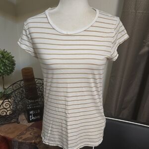 Universal Thread White and Tan Striped Tee